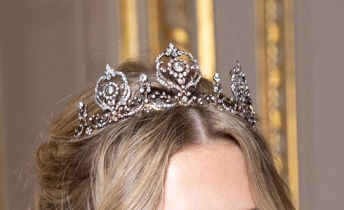 UNKNOWN: It is currently unknown where the 17-year-old's tiara comes from. Photo: ©Le Bal / Jacovides / Borde / Moreau / Bestimage